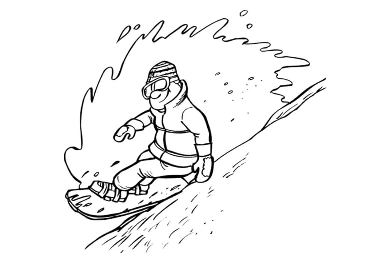 Disegno da colorare lo snowboard