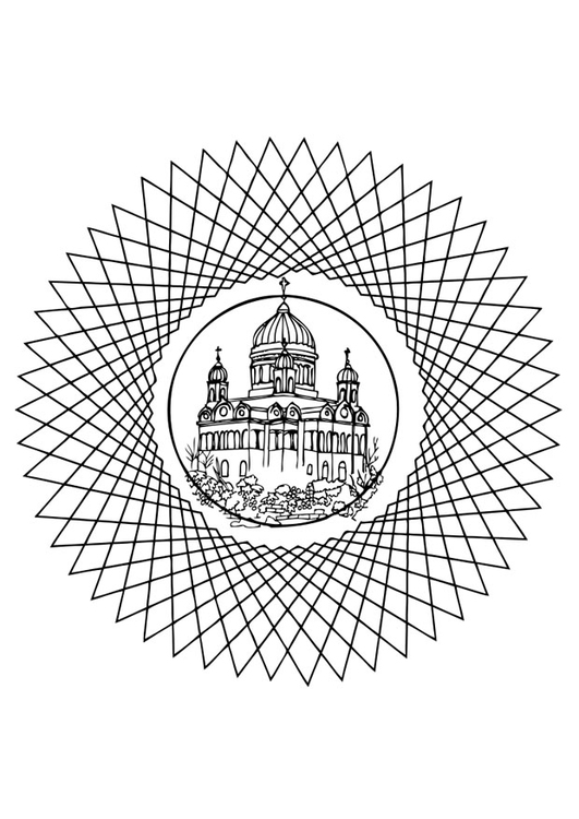 Disegno da colorare mandala chiesa