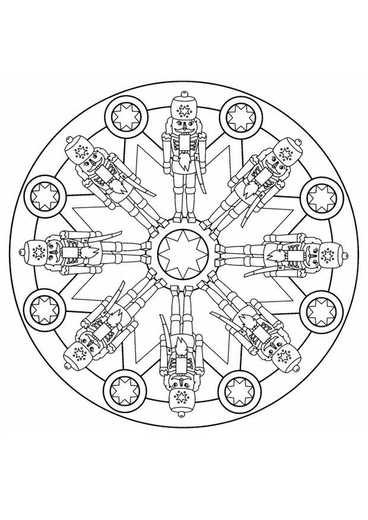 Disegno da colorare mandala natalizia