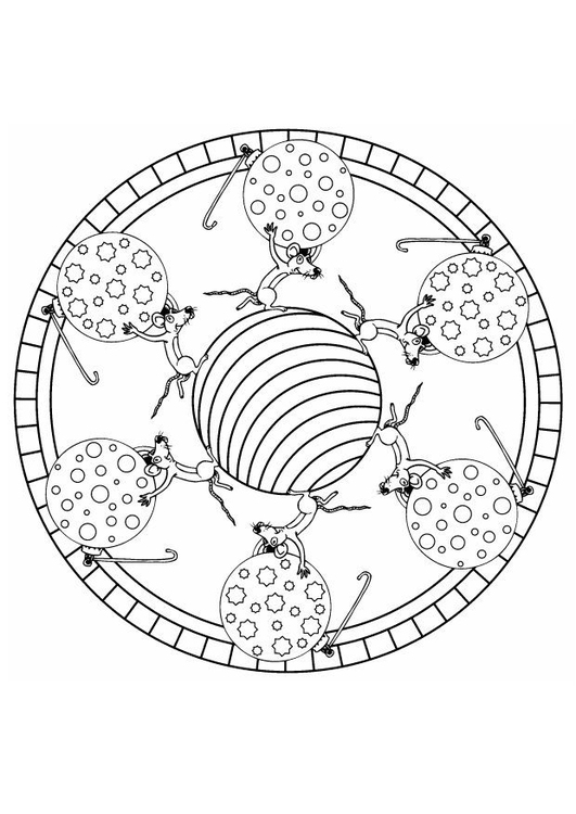 Disegno da colorare mandala natalizia