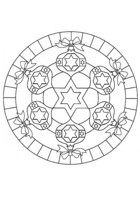 Disegno da colorare mandala natalizia