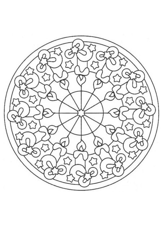 Disegno da colorare mandala natalizia