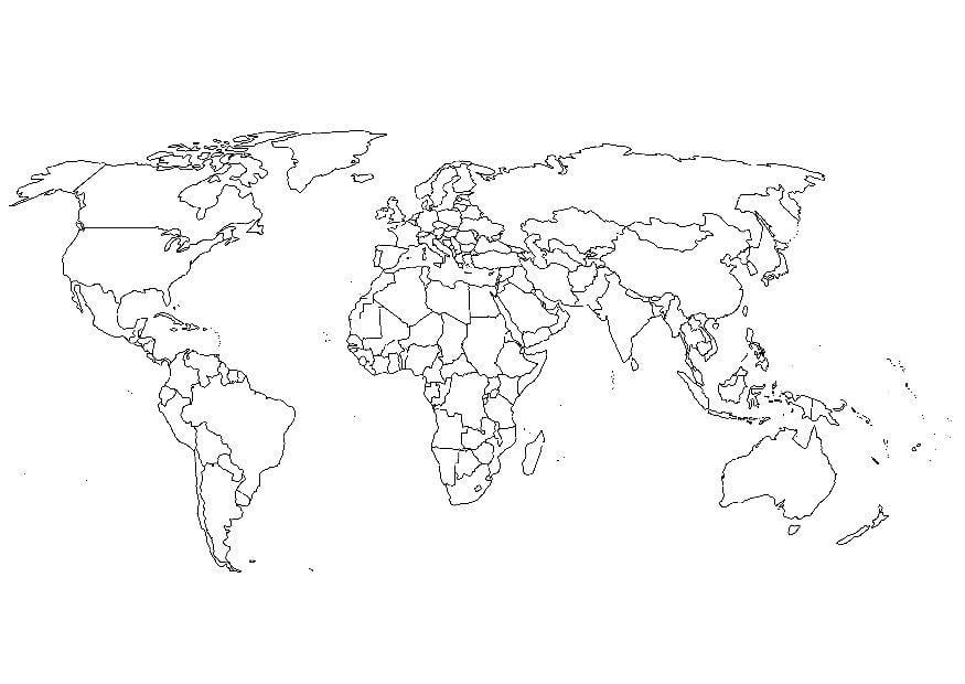 Disegno da colorare mappa del mondo