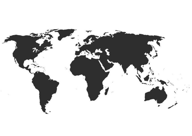 Disegno da colorare mappa del mondo senza frontiere