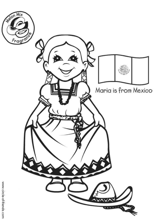 Disegno da colorare Maria dal Messico