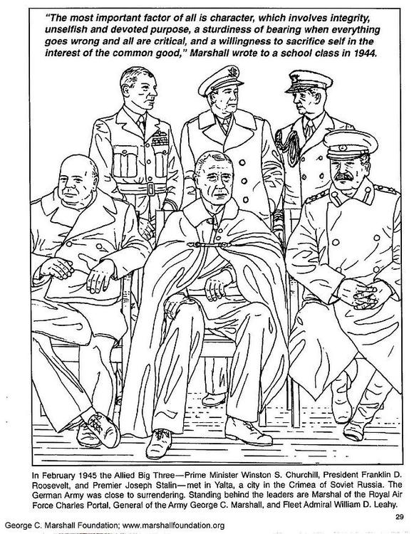 Marshall, Churchill, Roosevelt, Stalin, Portal