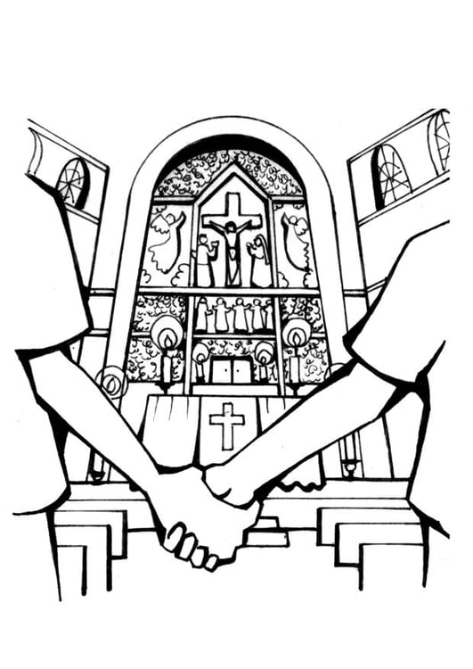 Disegno da colorare matrimonio in chiesa