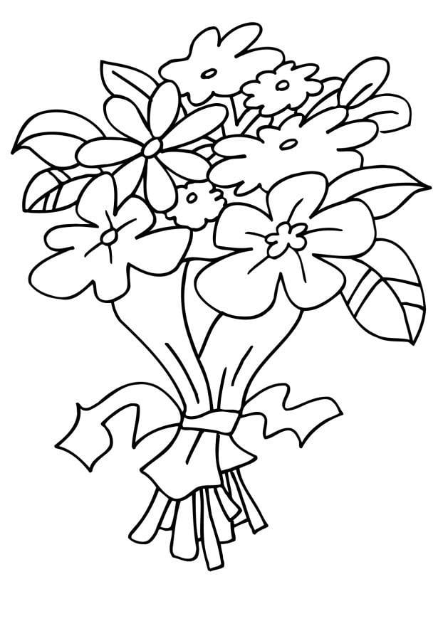 Disegno da colorare mazzo di fiori