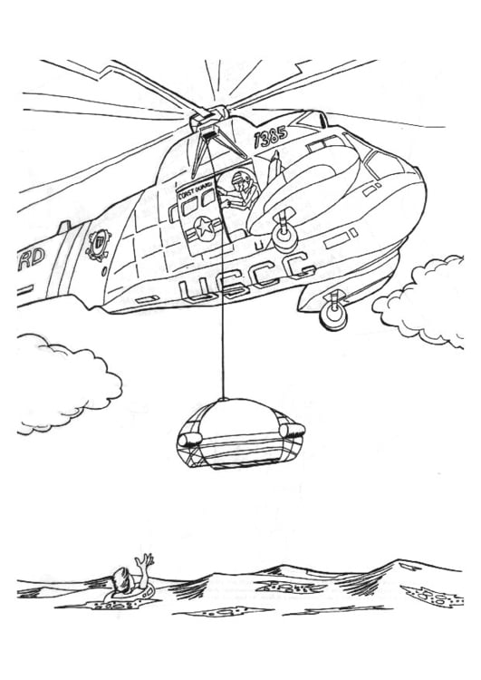 Disegno da colorare Missione di salvataggio con elicottero