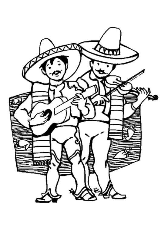 Disegno da colorare musicisti messicani