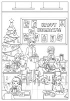 Disegno da colorare natale a scuola