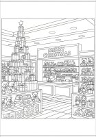 Disegno da colorare natale in negozio