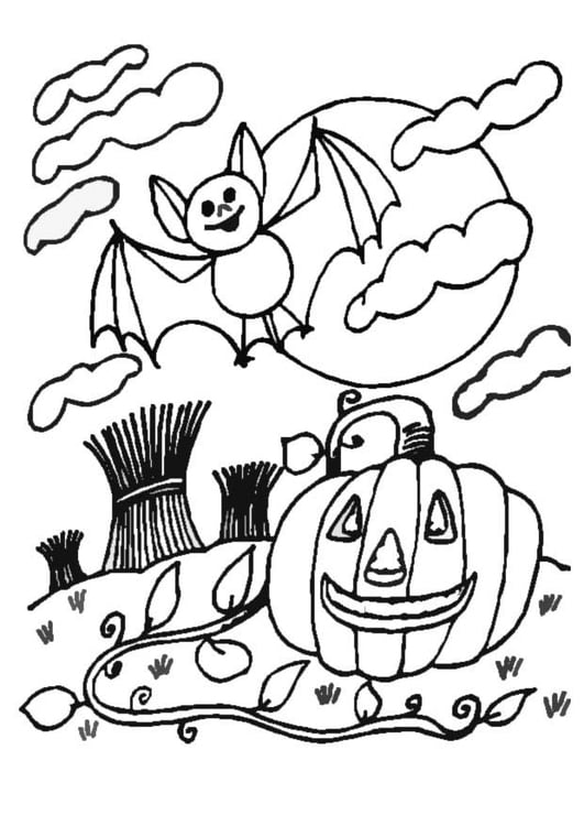 Disegno da colorare notte di Halloween