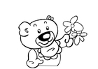 disegno-da-colorare orsetto con fiori