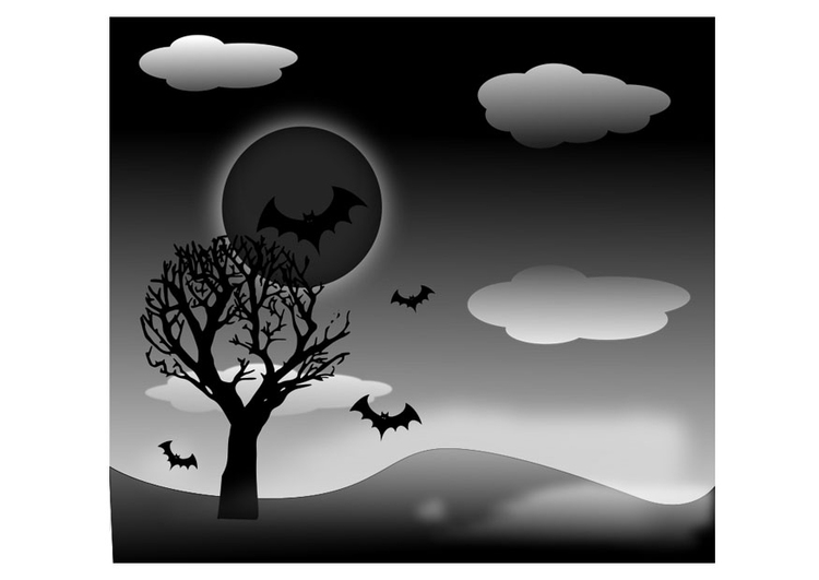 Disegno da colorare paesaggio halloween