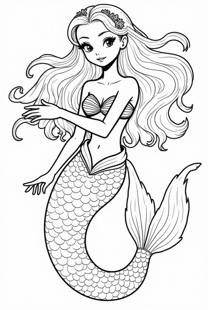 Disegno da colorare pagina da colorare della sirena