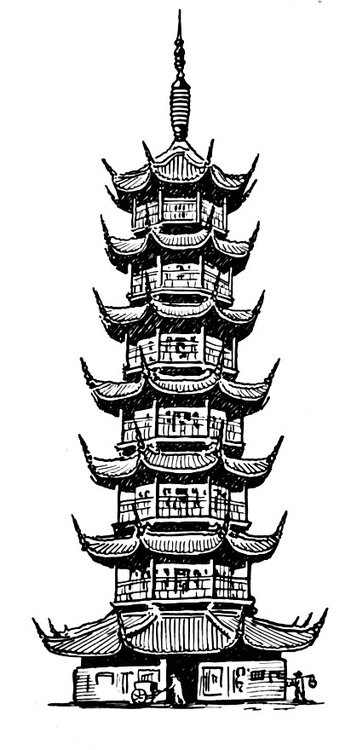 Disegno da colorare pagoda