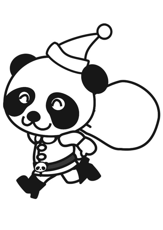 Disegno da colorare panda natalizio