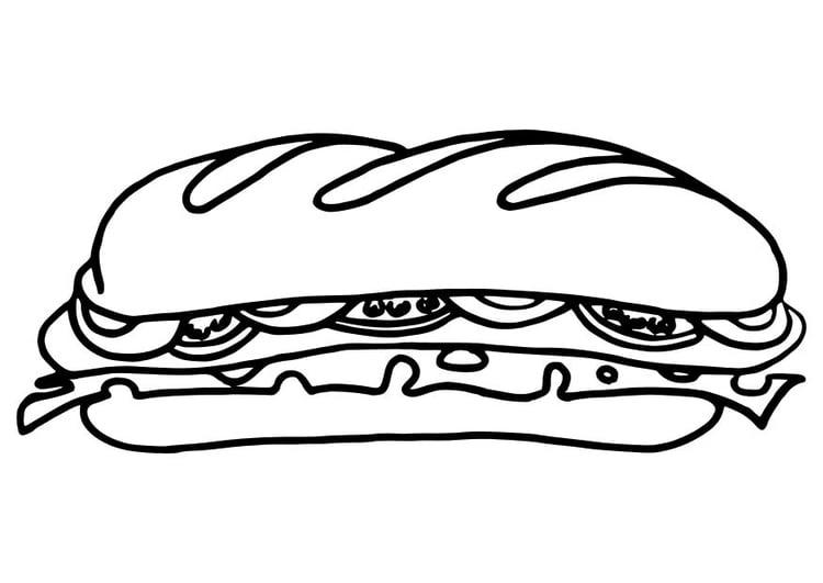 Disegno da colorare panino farcito