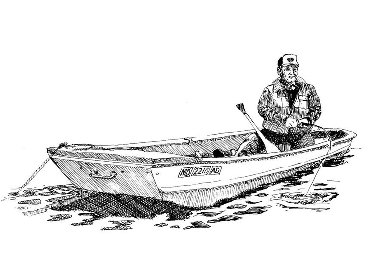 Disegno da colorare pescatore in barchetta