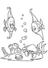 Disegno da colorare pesce nel mare con il granchio