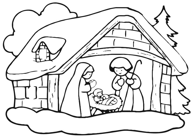 Disegno da colorare presepe