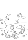 disegno-da-colorare primavera, sull'altalena