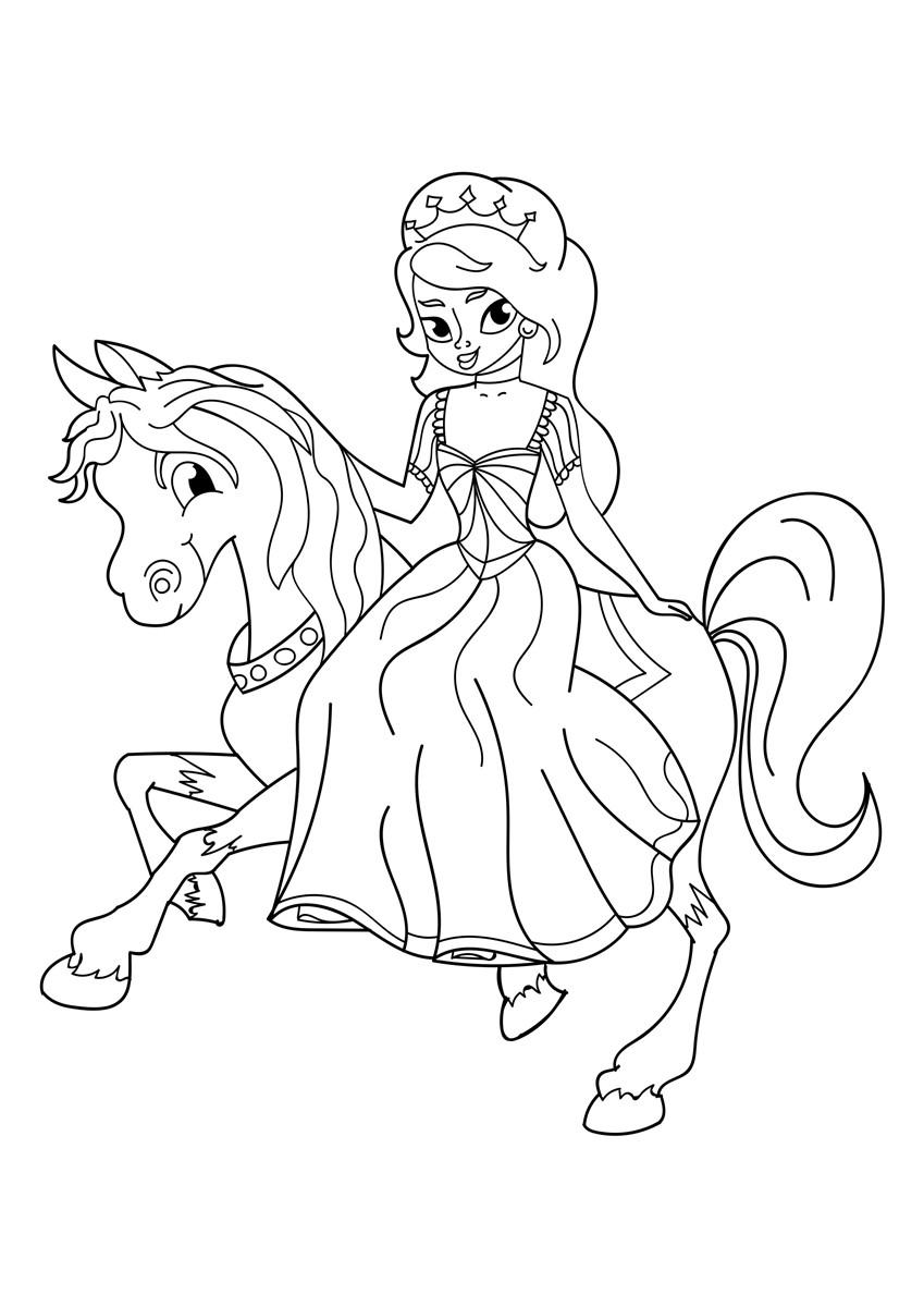 Disegno da colorare principessa a cavallo