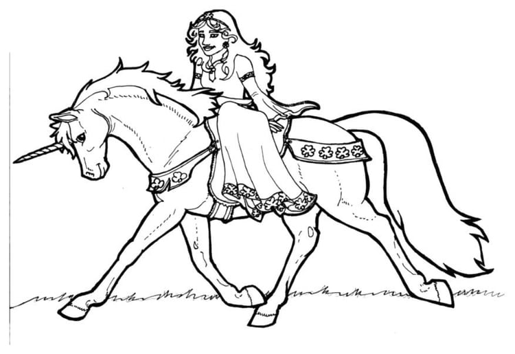 Disegno da colorare Principessa di Shamrock su unicorno