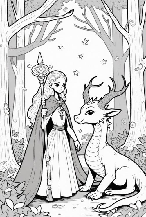 principessa nella foresta con drago