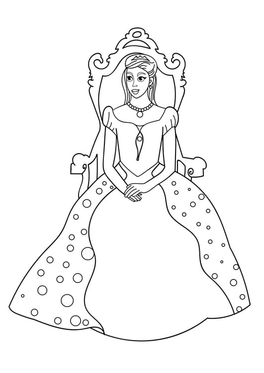 Disegno da colorare principessa sul trono