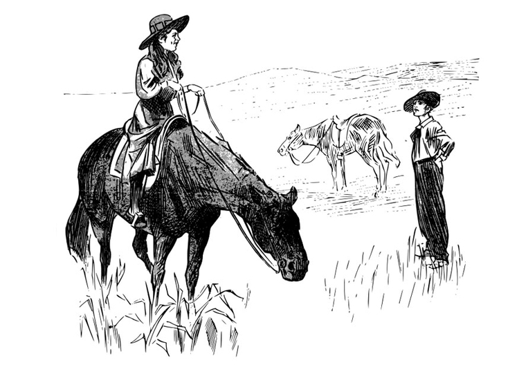 Disegno da colorare ragazza a cavallo