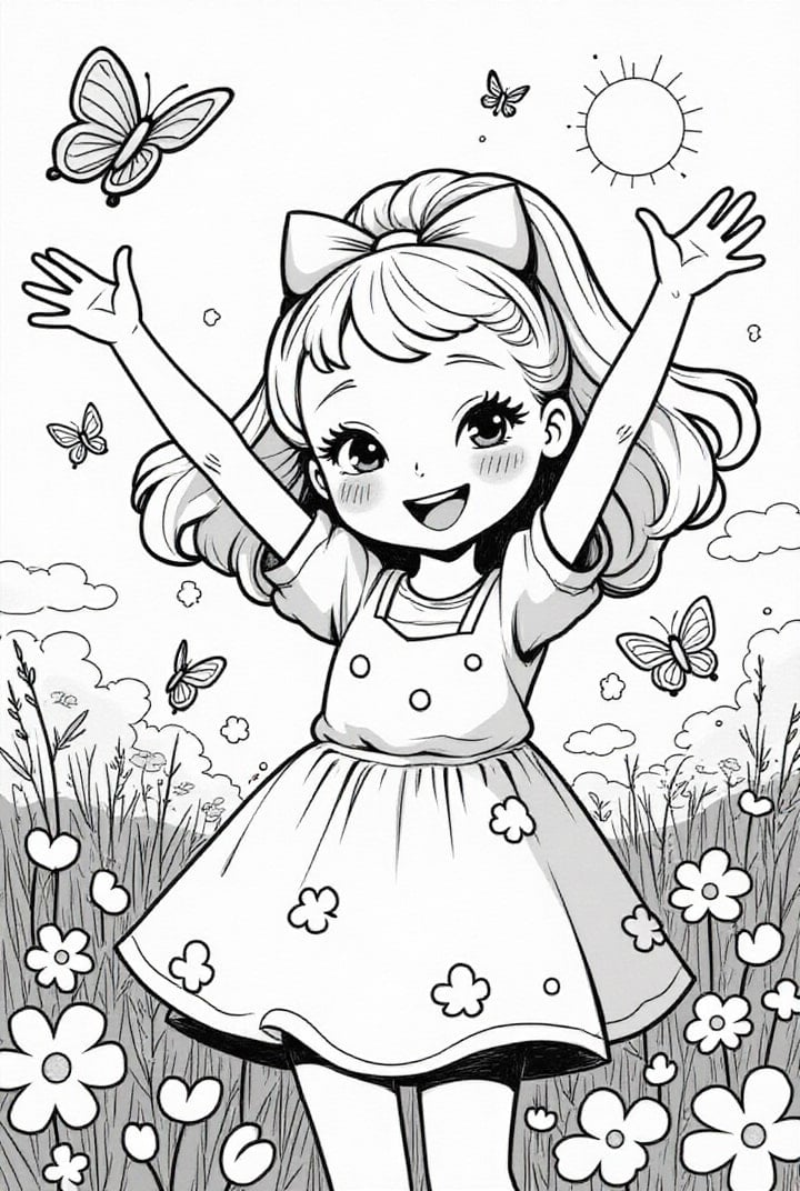 Disegno da colorare ragazza felice