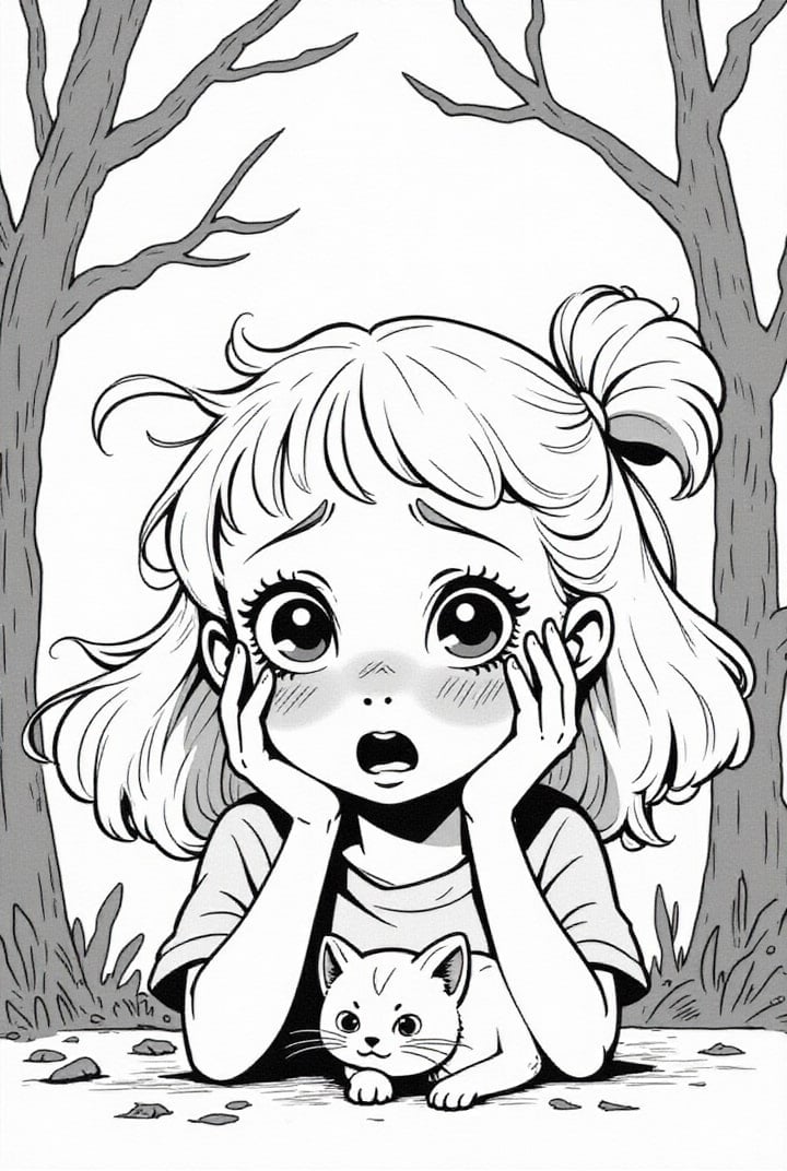 Disegno da colorare ragazza spaventata