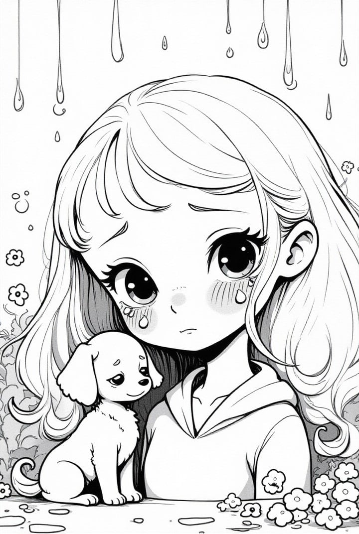 Disegno da colorare ragazza triste