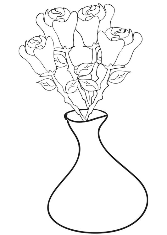 Disegno da colorare rose in vaso
