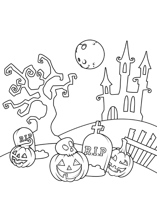 Disegno da colorare scena di halloween