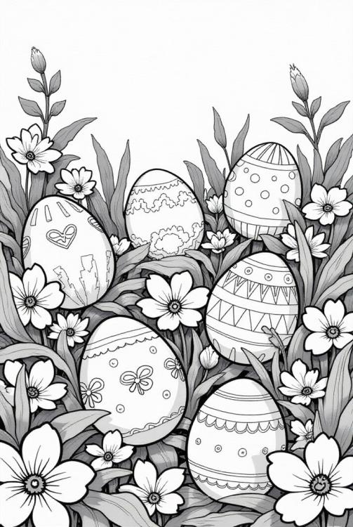 sei uova di Pasqua nel giardino