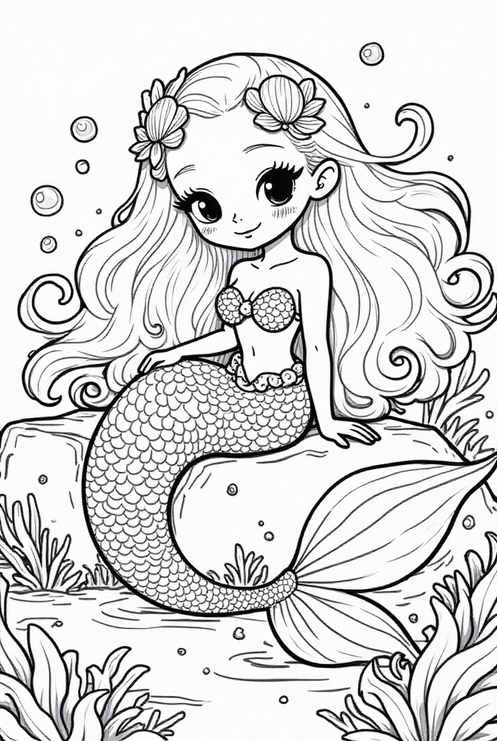 Disegno da colorare sirena carina