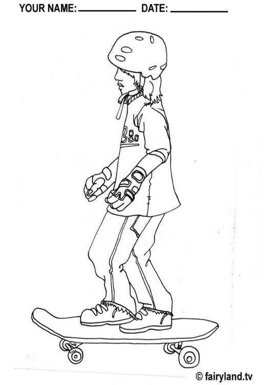 Disegno da colorare skateboard ragazzo