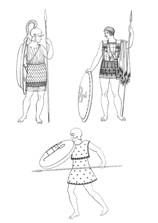Disegno da colorare soldati dell'antica Grecia