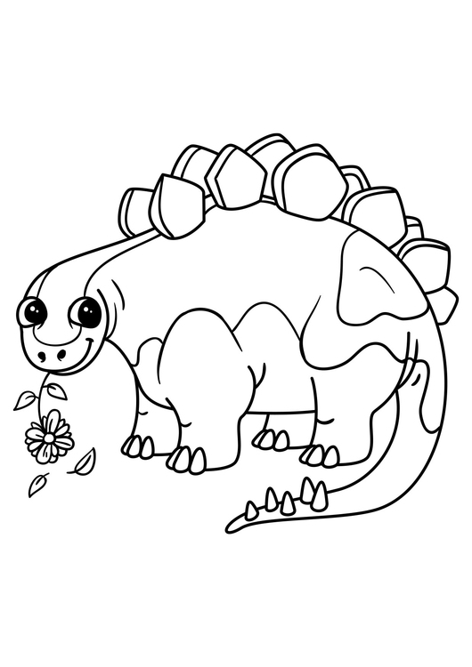 Disegno da colorare Stegosauro con fiore
