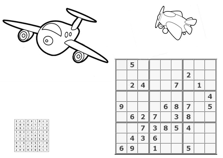 Disegno da colorare sudoku - aereoplani