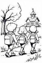 Disegno da colorare sulla strada per la scuola