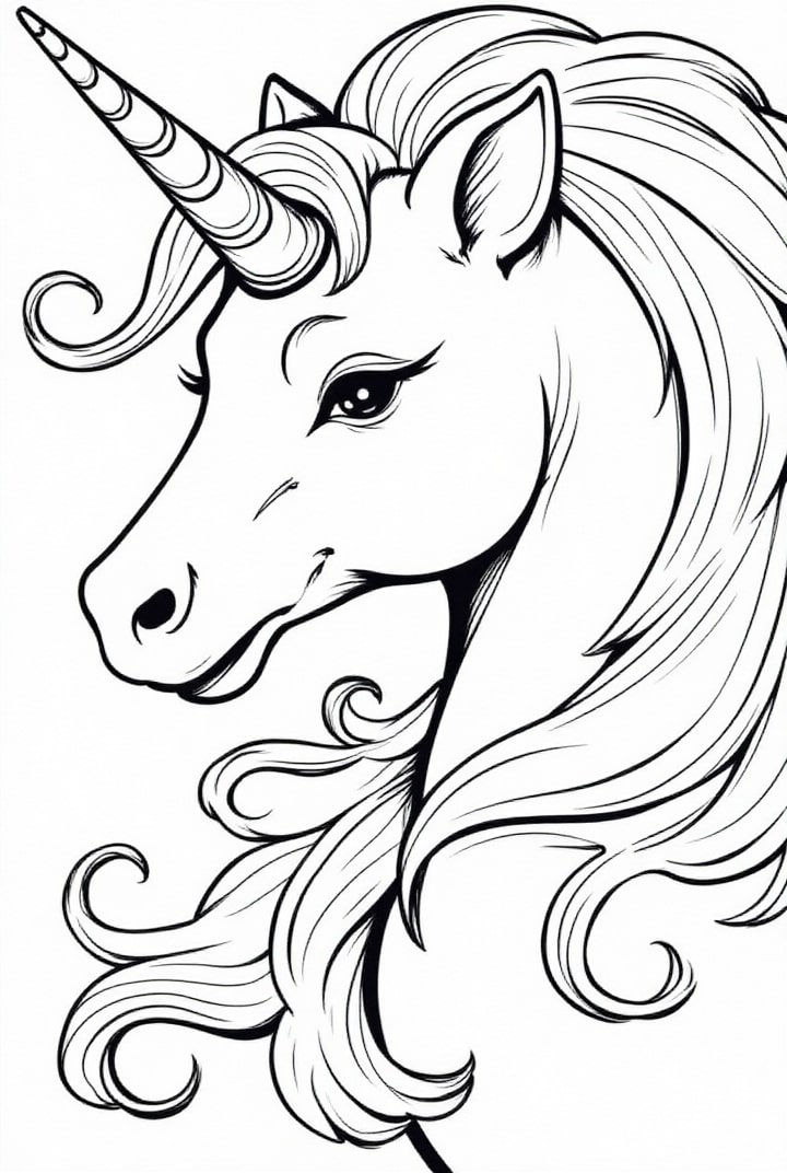 Disegno da colorare testa di unicorno