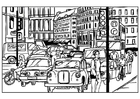 Disegni da colorare traffico in città