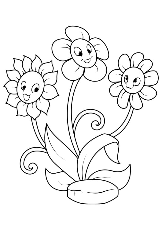 Disegno da colorare tre fiori