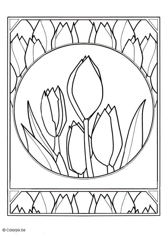 Disegno da colorare tulipani