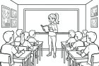 disegno-da-colorare un insegnante in classe