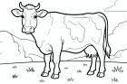 una mucca nel prato
